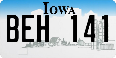 IA license plate BEH141