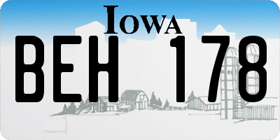 IA license plate BEH178