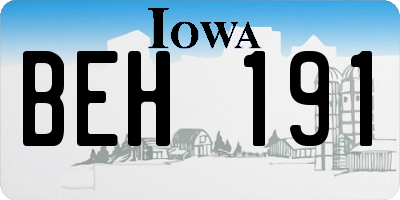IA license plate BEH191
