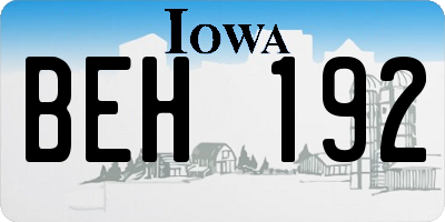 IA license plate BEH192