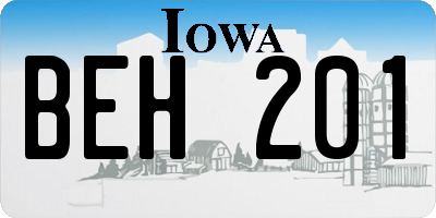 IA license plate BEH201