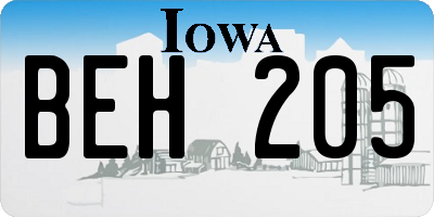 IA license plate BEH205