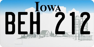 IA license plate BEH212