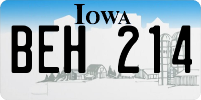 IA license plate BEH214