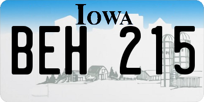IA license plate BEH215