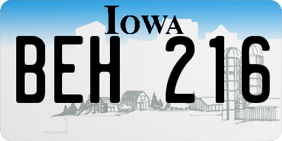 IA license plate BEH216