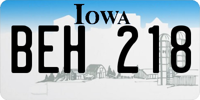 IA license plate BEH218