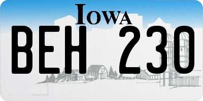 IA license plate BEH230