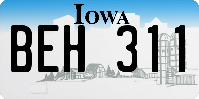 IA license plate BEH311