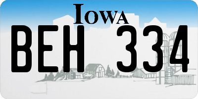 IA license plate BEH334
