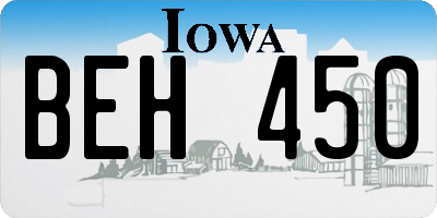 IA license plate BEH450