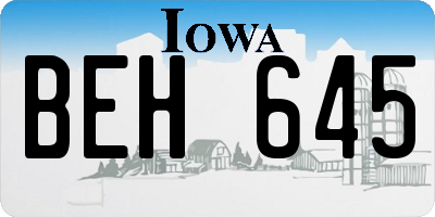 IA license plate BEH645