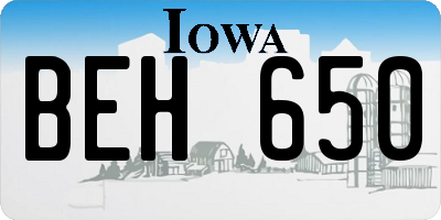 IA license plate BEH650
