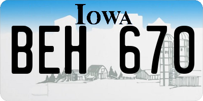 IA license plate BEH670