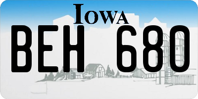 IA license plate BEH680