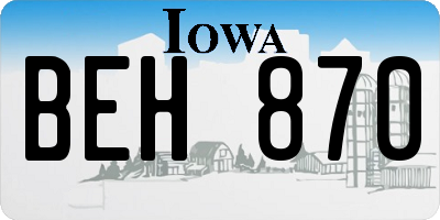 IA license plate BEH870