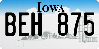 IA license plate BEH875
