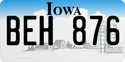 IA license plate BEH876