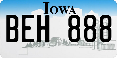 IA license plate BEH888