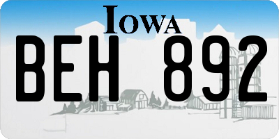 IA license plate BEH892