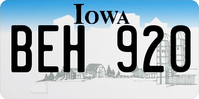 IA license plate BEH920