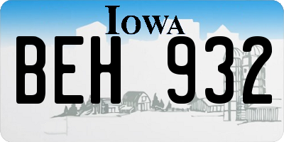 IA license plate BEH932