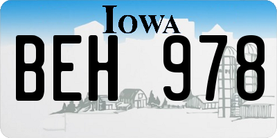 IA license plate BEH978