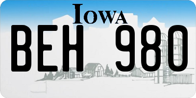 IA license plate BEH980
