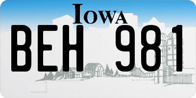 IA license plate BEH981