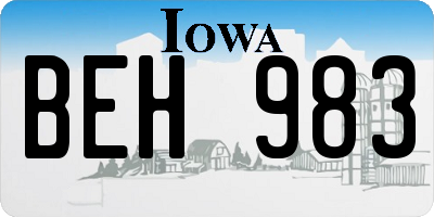 IA license plate BEH983