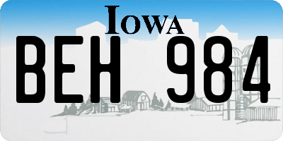 IA license plate BEH984