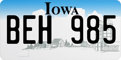 IA license plate BEH985
