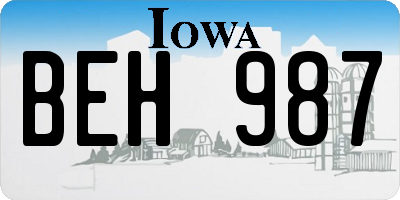 IA license plate BEH987