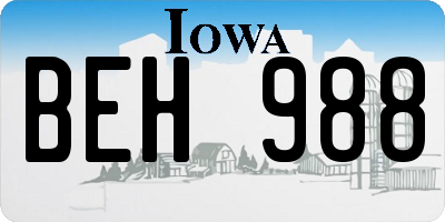IA license plate BEH988