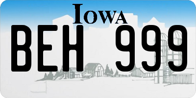 IA license plate BEH999