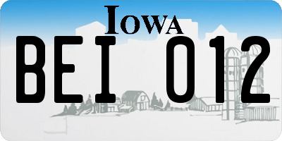 IA license plate BEI012