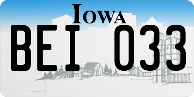 IA license plate BEI033