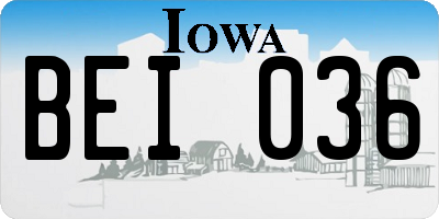 IA license plate BEI036
