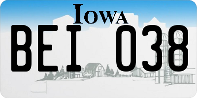 IA license plate BEI038