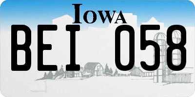 IA license plate BEI058