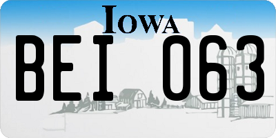 IA license plate BEI063