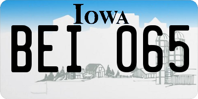 IA license plate BEI065