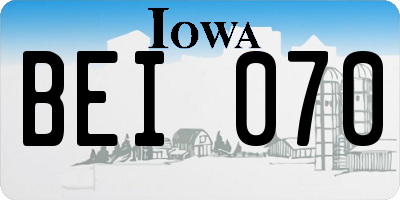 IA license plate BEI070