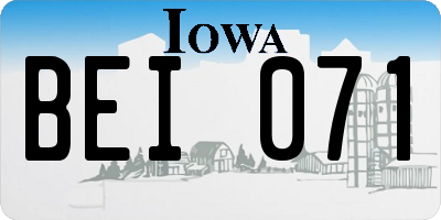 IA license plate BEI071