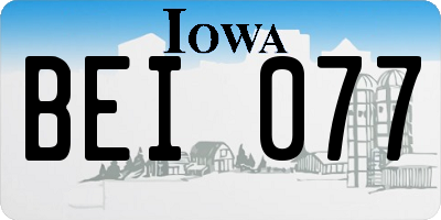 IA license plate BEI077
