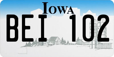 IA license plate BEI102