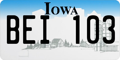 IA license plate BEI103