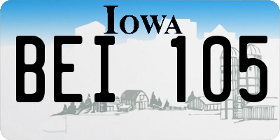 IA license plate BEI105