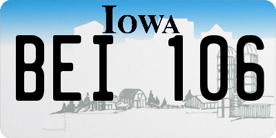 IA license plate BEI106