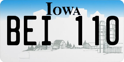 IA license plate BEI110